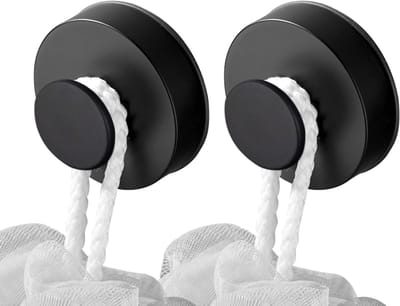 Suction Cup Haakjes Set van 2, Sterke Zuignappen voor Muurbevestiging, Herbruikbare en Waterdichte Haakjes met een Draagcapaciteit van 3 kg, Zwart