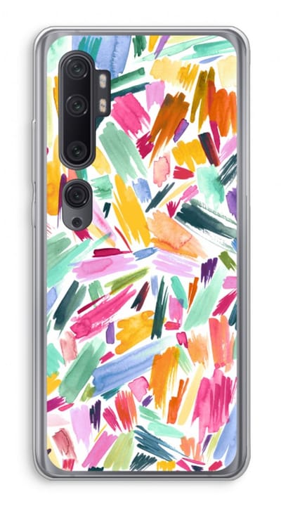 Case Company® - Hoesje geschikt voor Xiaomi Mi Note 10 Pro hoesje - Watercolor Brushstrokes - Soft Cover Telefoonhoesje - Bescherming aan alle Kanten en Schermrand