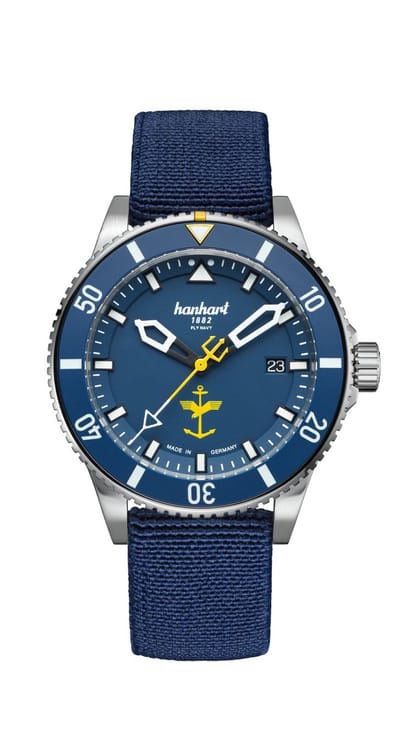 Hanhart FLY NAVY Aerosphere - Horloge - Blauwe band - 42 mm
