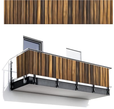 Balkonscherm 500x110 cm - Balkonposter Hout - Planken - Natuurtinten - Balkon scherm decoratie - Balkonschermen - Balkondoek zonnescherm