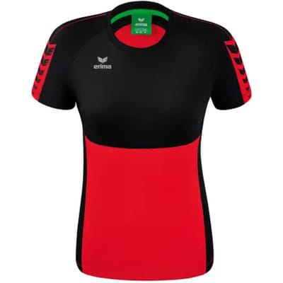 Erima Six Wings T-Shirt Dames - Zwart / Rood | Maat: 34