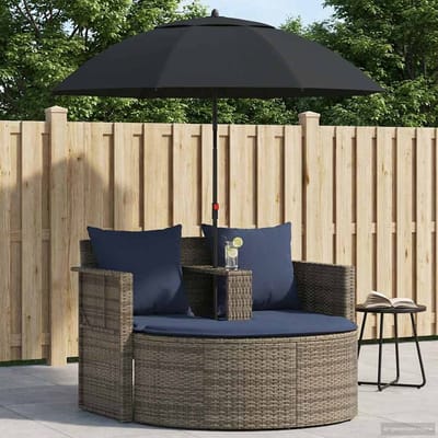 vidaXL - Tuin - Sofa - 8 - st - poly - rattan - Grijs - en - Marineblauw