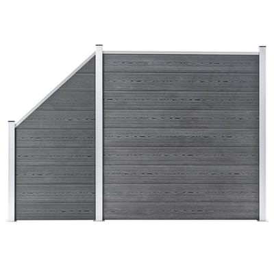 vidaXL - Schuttingset - 1 - vierkant - en - 1 - schuin - 273x186 - cm - HKC - grijs