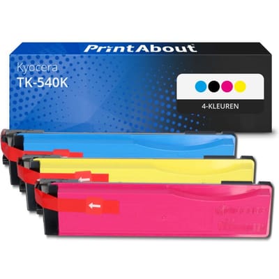 PrintAbout huismerk Toner TK-540K 4-kleuren Multipack Geschikt voor Kyocera