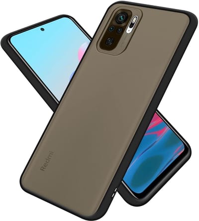Cadorabo Hoesje geschikt voor Xiaomi RedMi NOTE 10 4G / RedMi NOTE 10S in MATT ZWART - Hybride beschermhoes met TPU siliconen Case Cover binnenkant en matte plastic achterkant