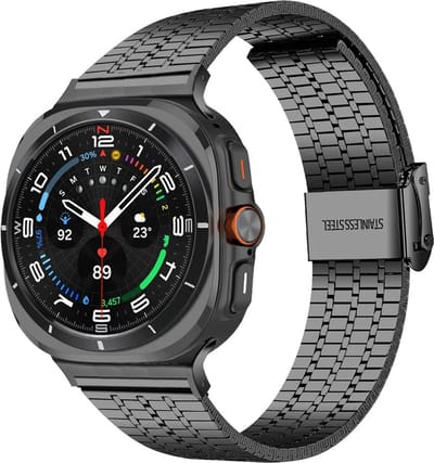 Strap-it Luxe roestvrij stalen band - geschikt voor Samsung Galaxy Watch Ultra 2 (2026) / Ultra (2024/2025) - zwart