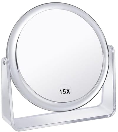 Verrekijkerspiegel 15X - Dubbelzijdige 1X/15X Tafelspiegel voor Cosmetica