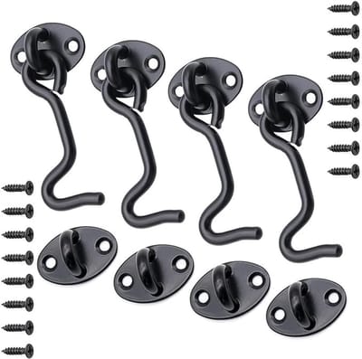 Dailygoods - AMJKEJI 4 stuks stormhaken met oogje, stormhaken, roestvrij staal, cabinehaken, deurhaken, deurhaken, raamhaken, grendeldeur voor deur, garage, hek, raam (7,5 cm/3 inch)