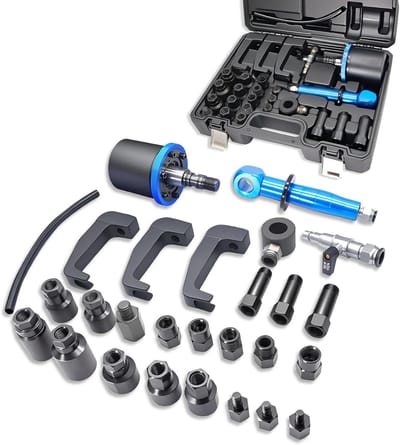 27-delige Handheld Pneumatische Injectie Nozzle Puller Set met 19 Adapters voor Nozzle Verwijdering en Injector Tools, Geschikt voor Diverse Merken