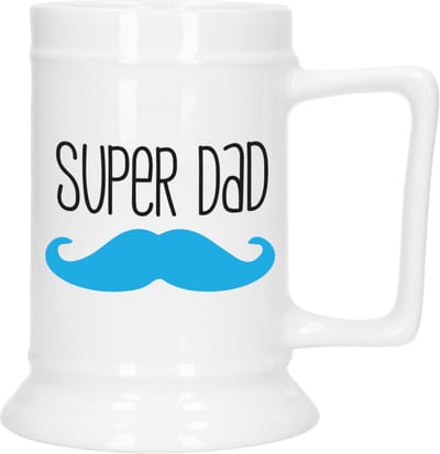 Bellatio Decoration Cadeau Bierpul voor papa - blauw - super pap - keramiek - 530 ml - Vaderdag