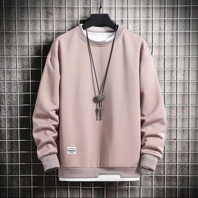 Trui Heren Herfst en Winter Fleece Lange Mouw T-shirt Heren Tieners Fake Twee Stuks Ronde Hals Casual Trui Top Heren 4XL white