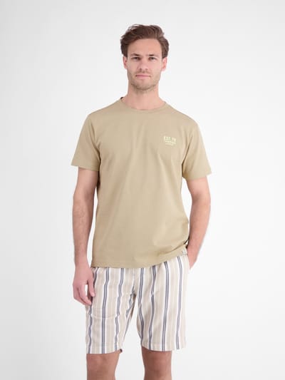 LERROS Katoenen T-shirt met comfortabele ronde hals en print , Maat: M , Kleur: GRAVEL BEIGE , 100% katoen