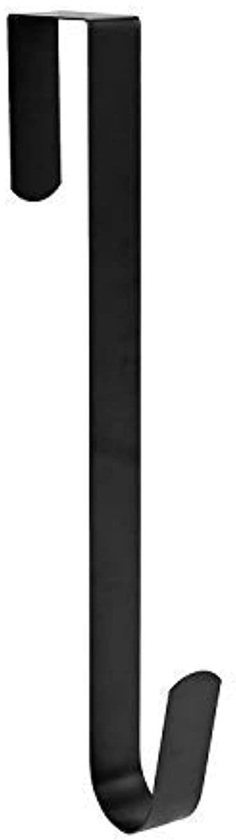 Kranshaak voor voordeur, 15 inch, stevige stalen kranshaak voor de deur, deurhaak (zwart, 1 stuk)