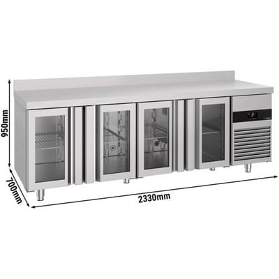 GGM Gastro Kühltisch PREMIUM - 2300x700mm - mit 4 Glastüren - Aufkantung