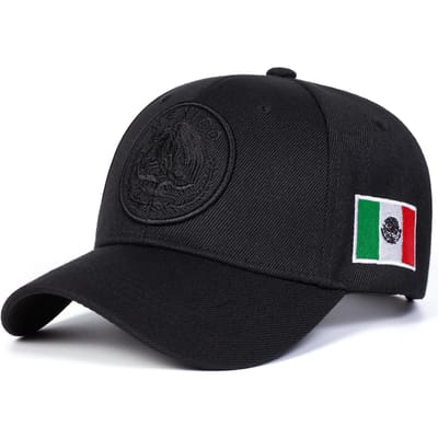 Unisex Mexico Adelaar Borduurwerk Baseballpetten Lente Herfst Buiten Verstelbaar Casual Petten Zonbescherming Pet Sportpet zwart
