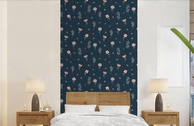 Behang - Fotobehang Bloem - Insecten - Patronen - Breedte 120 cm x hoogte 240 cm
