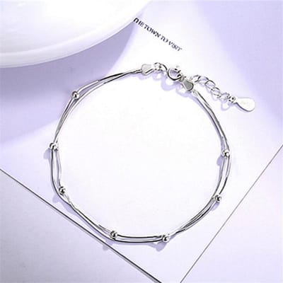 Nouvelles perles simples double couche, mini perles de transfert, bijoux en argent sterling 925, bracelets à chaîne en os de serpent, personnalité, SB176 white