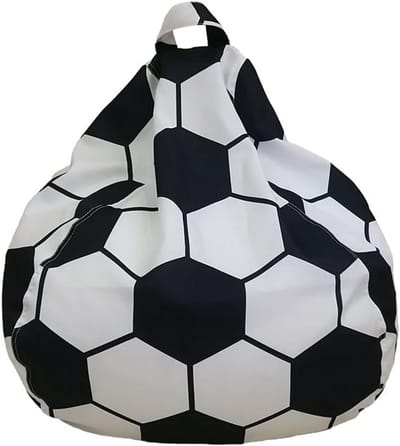 SnelShoppen - Football Zitzak Hoes Zonder Vulling - Grote Opbergzak voor Pluche Speelgoed 70 x 80 cm - Comfortabele Stoel voor Volwassenen en Kinderen