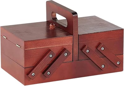 Naaimand Houten - Naaikistje Organizer - Hobby Naaien - Draagbare Opbergoplossing - 24 cm Lengte - Rood