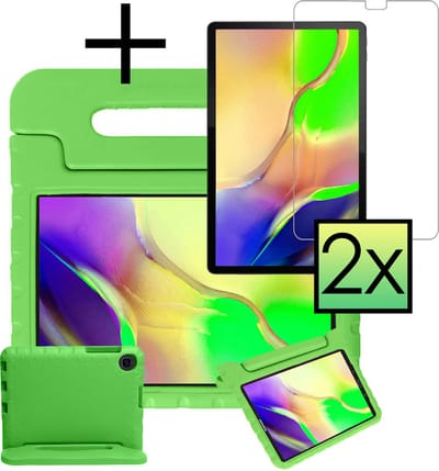 Hoes - Geschikt voor Samsung Galaxy Tab A 10.1 (2019) - Met 2x Screenprotector - Kinderhoes Shockproof Bumper - Kidsproof Case - Tablet Hoesje - Kinder Cover - Groen