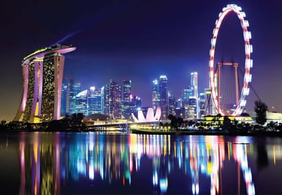 Fotobehang Singapore City Skyline | XL - 208cm x 146cm | 130g/m2 Vlies