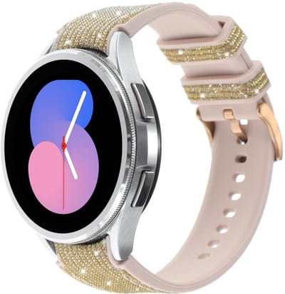 Siliconen bandje - geschikt voor Samsung Galaxy Watch 7 (40 & 44mm) / Watch 6 (Classic) / Watch 5 (Pro) / Watch 4 (Classic) / Watch FE - glitter met gespsluiting - goud