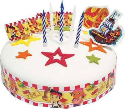 Procos - Disney - Jake en de Nooitgedachtland piraten - Jake Neverland - Taart decoratie set - 19Delig - Taartrand - Taartversiering - Piraten.
