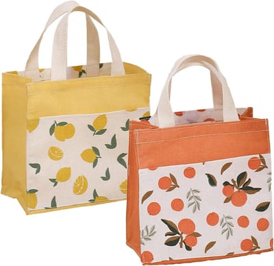 Herbruikbare Katoenen Tas Set van 2, Vouwbare Stoffen Tassen met Handvatten voor Boodschappen, Duurzaam en Milieuvriendelijk