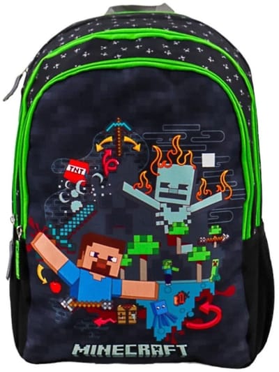 MINECRAFT TNT Rugzak - Schooltas - Rugtas - 3 ritsvakken - 8+ Jaar