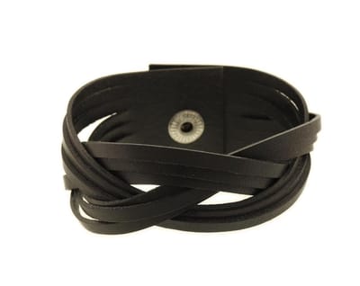 Behave - Armband zwart leer met druksluiting - Stoer basic accessoire