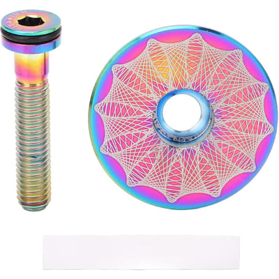 Capuchon supérieur de jeu de direction 28,6 mm Alliage de Ti Excellente dissipation thermique Couvercle de jeu de direction pour VTT Vélo de route Shiny; 3x2.6mm