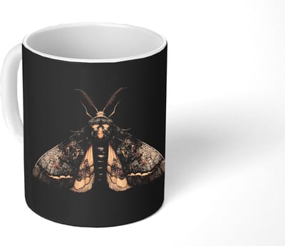 Mok - Koffiemok - Mot - Bladachtig - Grijs - Mokken - 350 ML - Beker - Koffiemokken - Theemok
