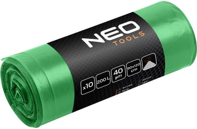 NEO TOOLS - Afvalzakken - 200L - Groen - 40 mic - 10 stuks