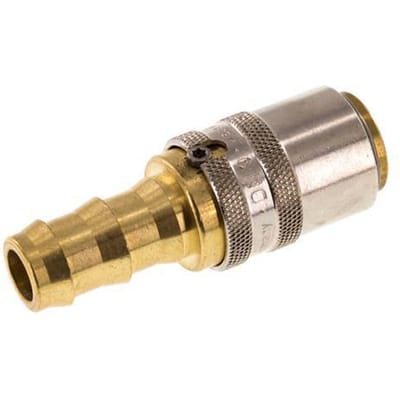 Messing DN 9 Tempereerkoppeling Snelkoppeling 12.7 mm Slangpilaar Loskoppelbeveiliging