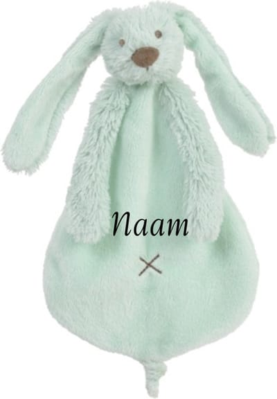 Happy Horse Konijn Richie Knuffeldoekje met naam Lagoon - Knuffeldoekje met naam - Gepersonaliseerd geborduurd kraamcadeautje