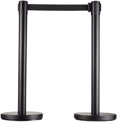 Intrekbare Barrière - Paal met Band - Mensenstroom Sturen - Verzwaarde Basis - 2.5 meter band - Zwart
