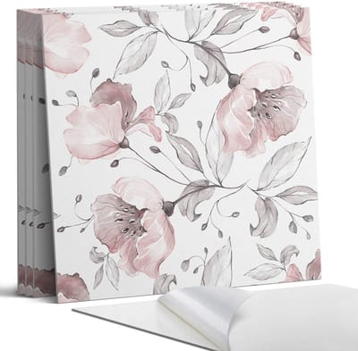 Coloray Wandpanelen Zelfklevend - Bloemenpatroon in aquarel Zelfklevende Wandpanelen - 50 cm x 50 cm - Roze Wandpaneel PVC - 4 stuks - Bloemen en planten Wandpanelen Zelfklevend - Wandpaneel Keuken - Wandpanelen Badkamer