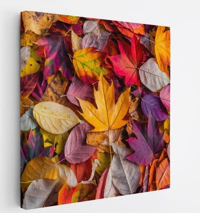 Saammp Canvas Schilderij - Geel Blad - Herfst - Landschap - Natuur - 20x20 - Foto op canvas - Wanddecoratie - Muurdecoratie Woonkamer - Slaapkamer decoratie - Canvas Print