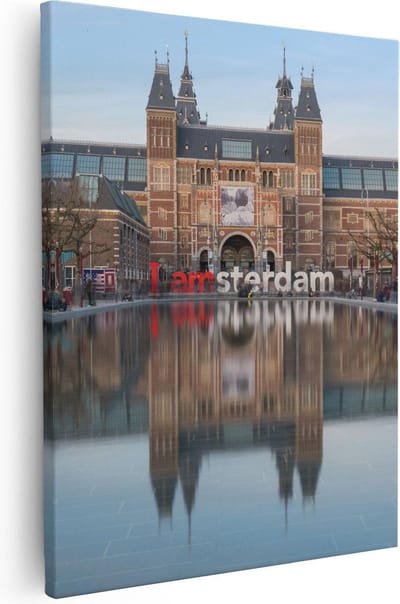 Artaza Canvas Schilderij Amsterdam - 80x100 cm - Groot - Wanddecoratie Rijksmuseum - Muurdecoratie I Amsterdam - Schilderijen Op Canvas Stad