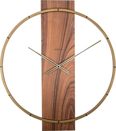 NeXtime NE-3195BR Wandklok 50.8x58.2x4.3, Hout/Steel, Bruin