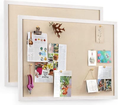 Prikbord van kurk, wandbord 60 x 45 cm, kurkbord met 40 punaises (wit)