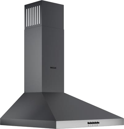 Wiggo WE‑D530P(G) – Wandschouw Afzuigkap 50 cm – Grijs – 300 m³/h – Knoppenbediening – LED Verlichting – 5 jaar garantie