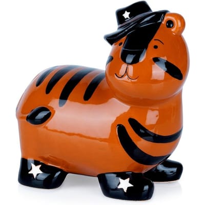Vilde Serie - Keramische Spaarpot - Tijger - Decoratief - Oranje