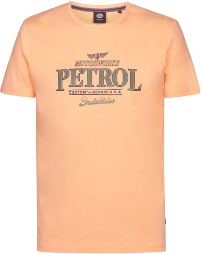 Petrol Industries - Heren Jersey T-shirt met print Astro - Oranje - Maat L