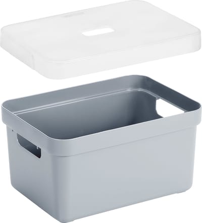 Sunware Opbergbox met transparante deksel - kastmand - grijs - 13 liter - kunststof - 35 x 25 x 18 cm - Opbergers