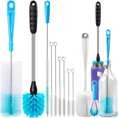 Flessenrager - Schoonmaakborstel - Flessenborstel - Buisreiniging - Bekerreiniger - voor het Wassen van Smalle Hals - Wit
