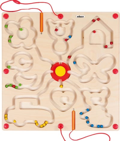 Houten motoriekbord - 37,5x37,5x5cm - Figuren - Educo