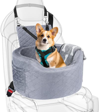 Hond autostoeltje voor kleine honden - verhoogd tot 16" - 28D hoogdichte traagschuim - comfortabel en veilig reizen