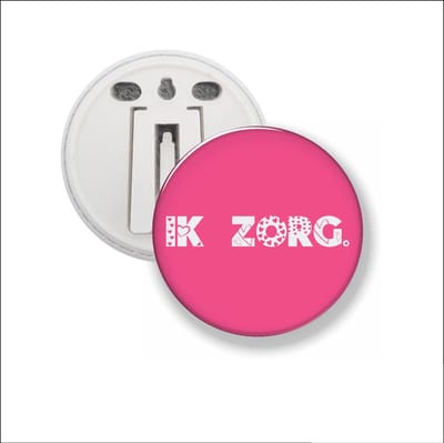 Button Met Clip 58 MM - Ik Zorg - Roze
