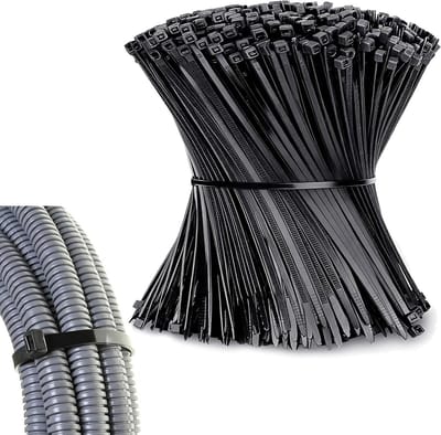 1000 Nylon Cable Ties Black 100 x 1.8 mm Professional Cable Ties PA6.6 UV Resistant Self Blocking for Management - ShopVlot